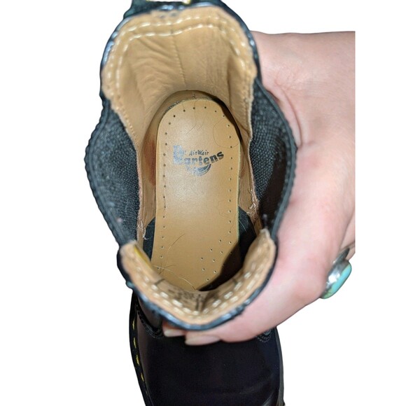 Dr. Martens 2976 Chelsea Leather Boot Sz 7  Women's (6 M) Black Yellow Stitch - Picture 9 of 10